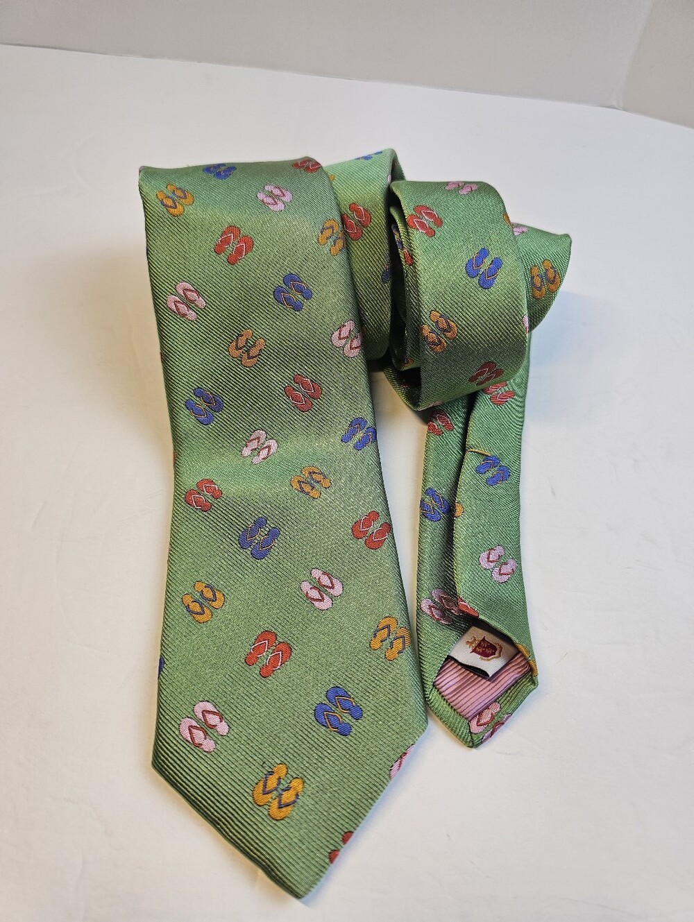 Robert Talbott Green Flip Flop Necktie Tie Designer Luxury Spring Summer Wedding